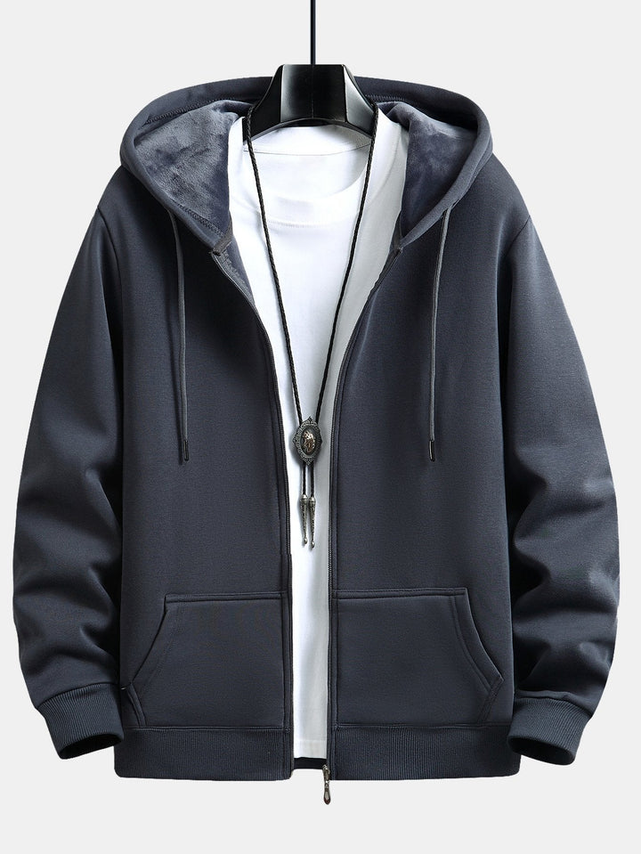 Jacobo | Sudadera con capucha con forro de pelo, cremallera y corte relajado