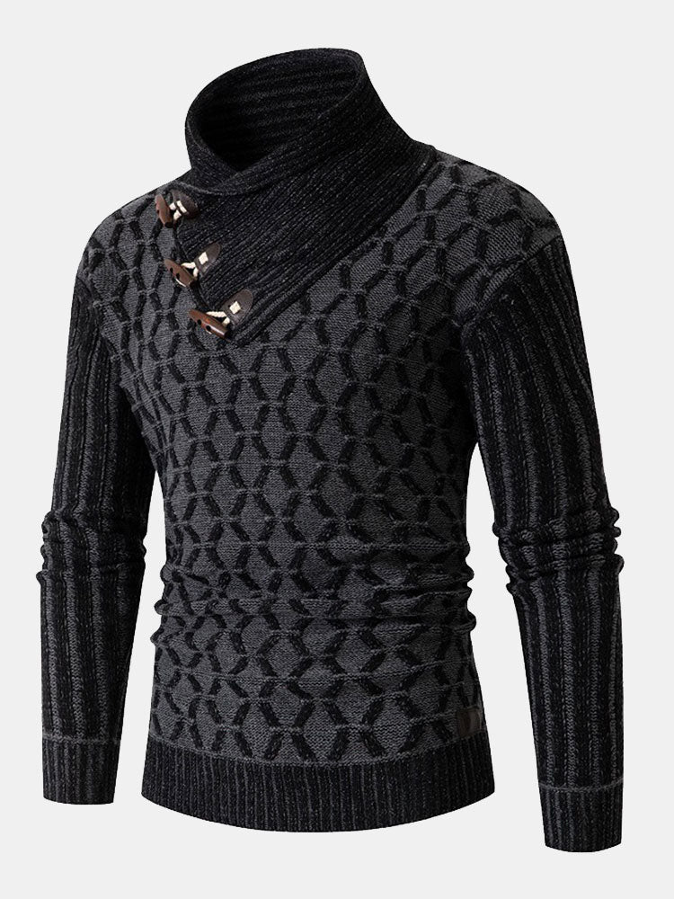 Jerónimo | Jersey jacquard de cuello vuelto con cierre de cordón