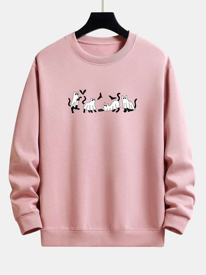 Joaquín | Sudadera con estampado de gato negro y fantasmas
