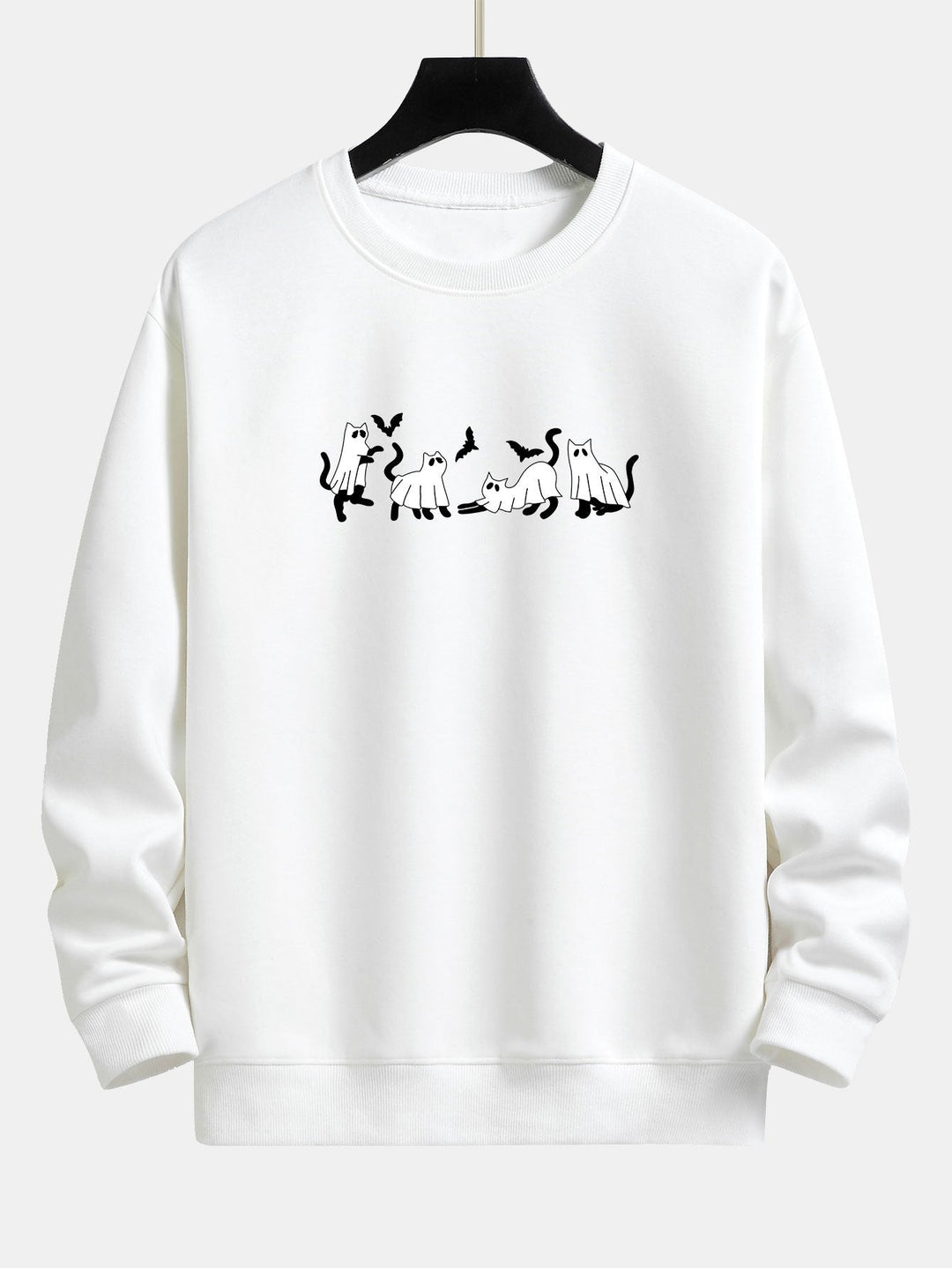 Joaquín | Sudadera con estampado de gato negro y fantasmas