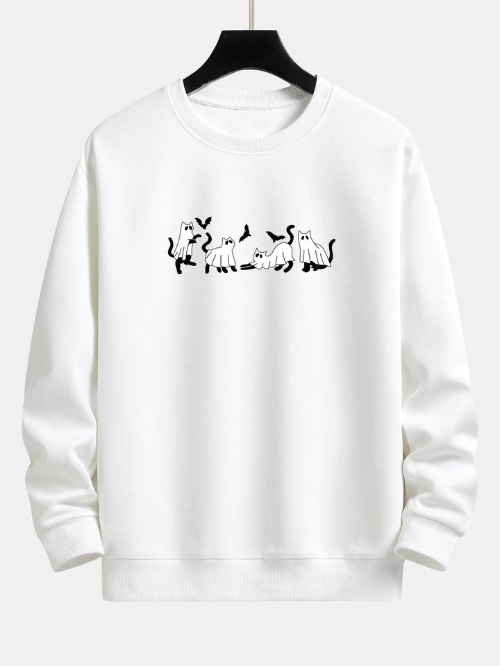 Joaquín | Sudadera con estampado de gato negro y fantasmas
