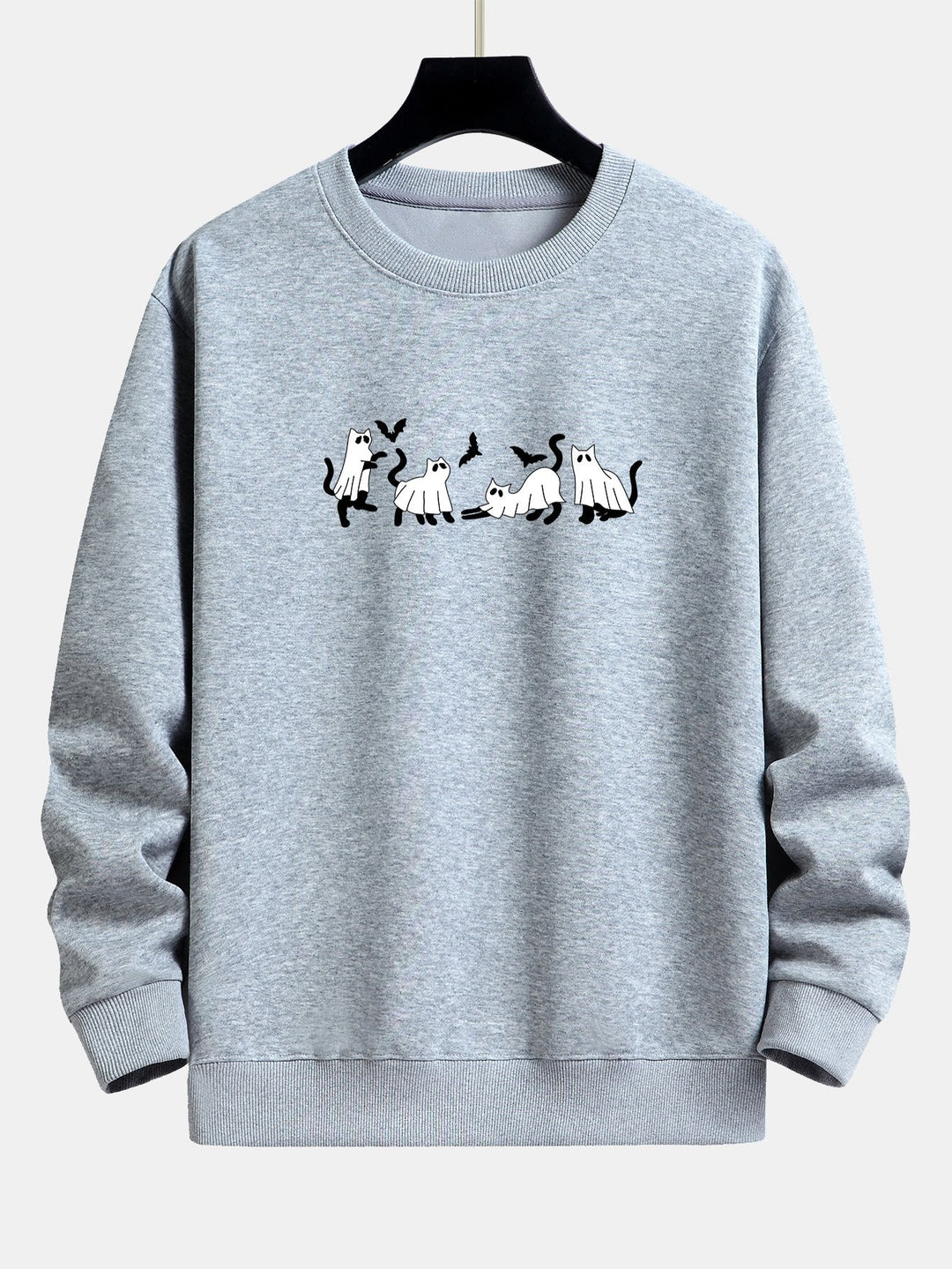 Joaquín | Sudadera con estampado de gato negro y fantasmas