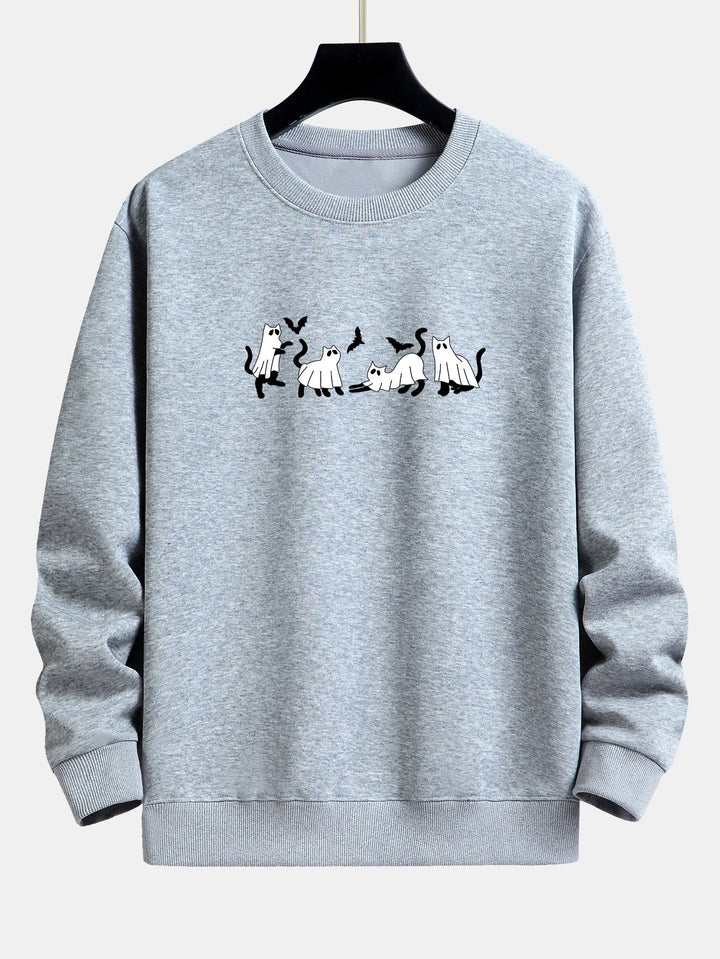 Joaquín | Sudadera con estampado de gato negro y fantasmas