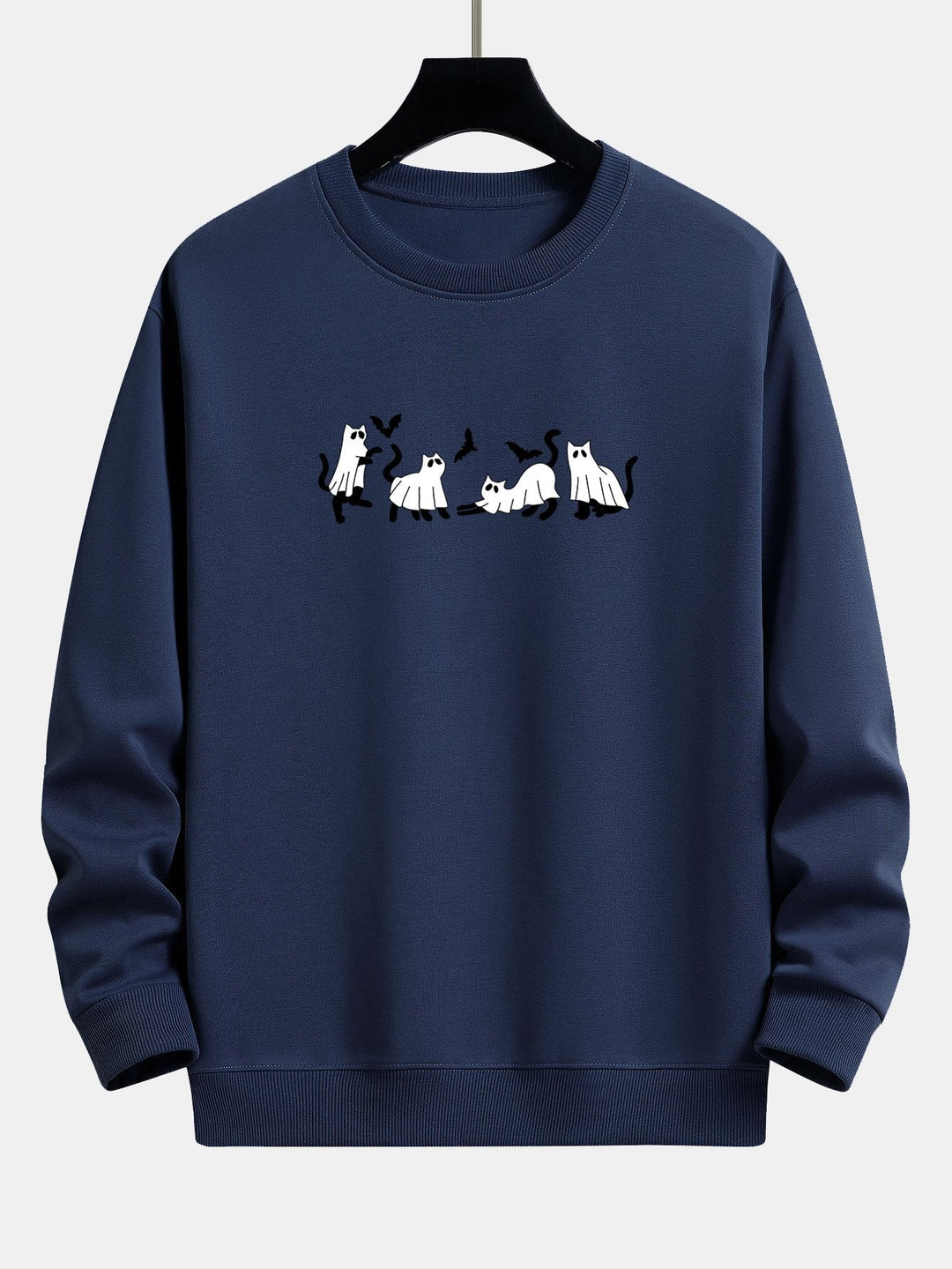 Joaquín | Sudadera con estampado de gato negro y fantasmas