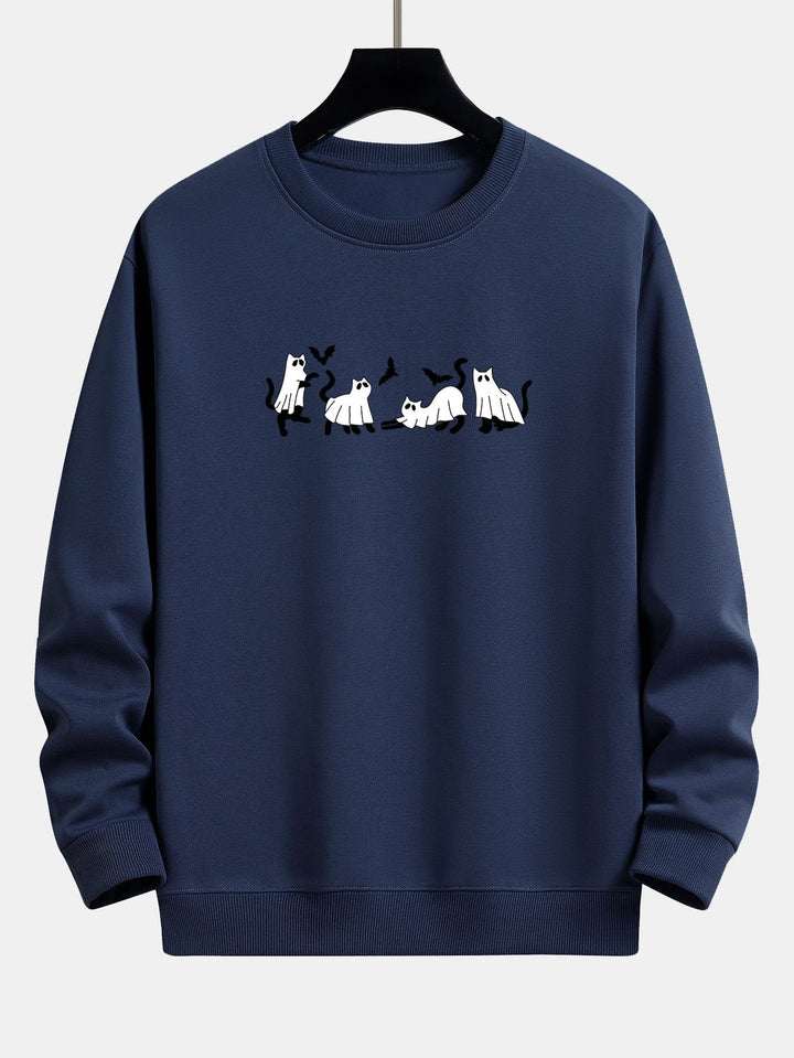 Joaquín | Sudadera con estampado de gato negro y fantasmas