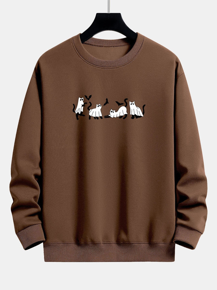 Joaquín | Sudadera con estampado de gato negro y fantasmas