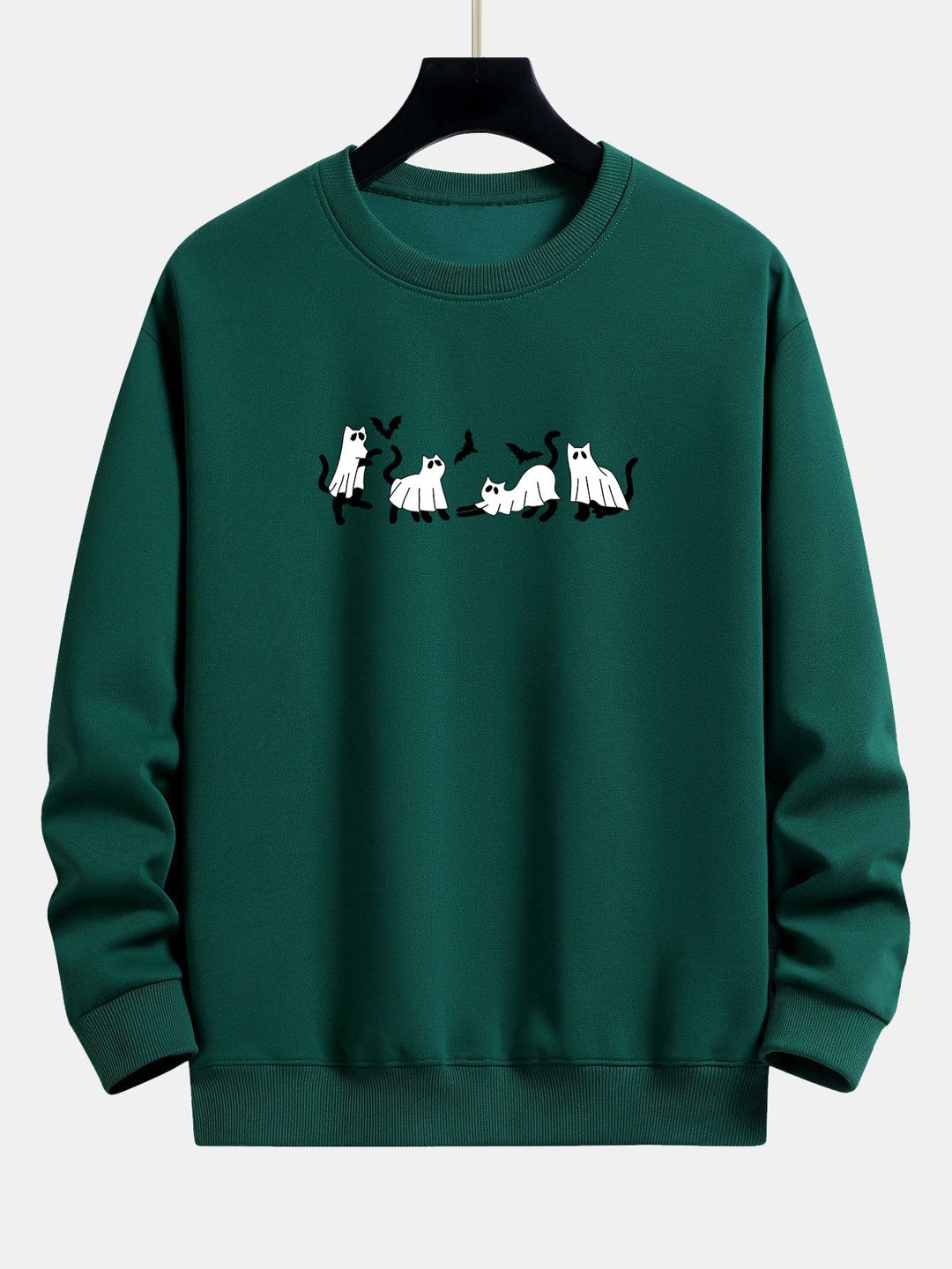 Joaquín | Sudadera con estampado de gato negro y fantasmas