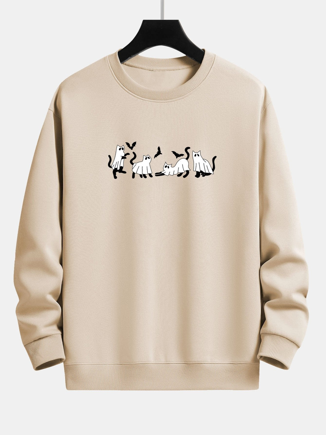 Joaquín | Sudadera con estampado de gato negro y fantasmas