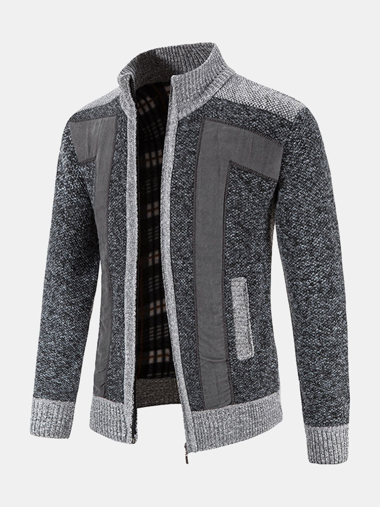 Josué | Jersey con cremallera y patchwork de ante sintético