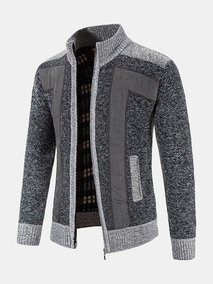 Josué | Jersey con cremallera y patchwork de ante sintético
