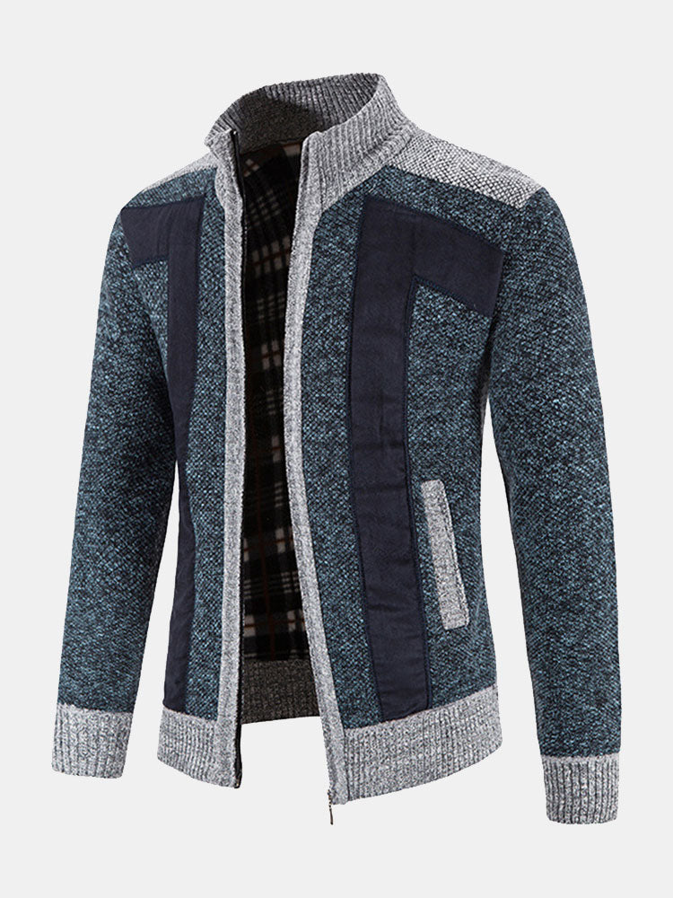 Josué | Jersey con cremallera y patchwork de ante sintético