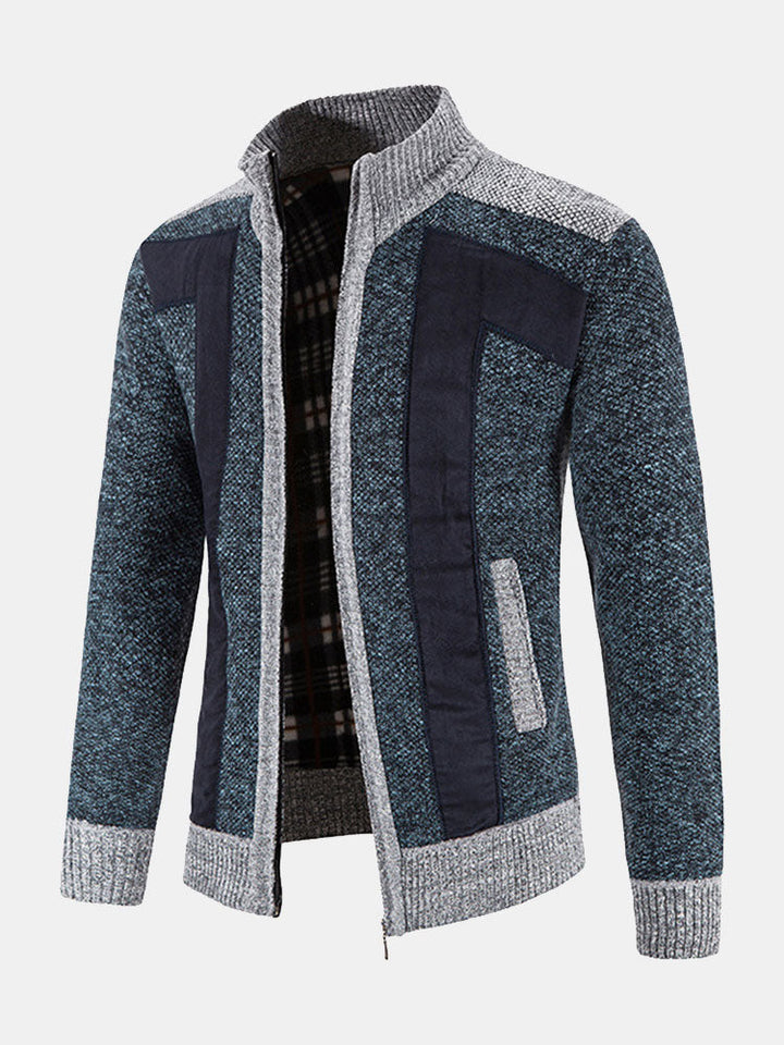 Josué | Jersey con cremallera y patchwork de ante sintético