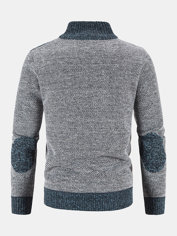 Josué | Jersey con cremallera y patchwork de ante sintético