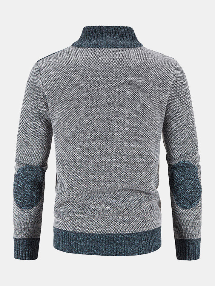 Josué | Jersey con cremallera y patchwork de ante sintético