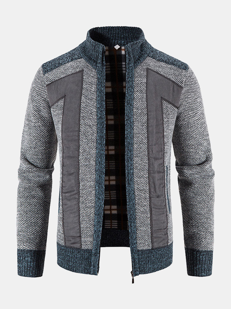 Josué | Jersey con cremallera y patchwork de ante sintético