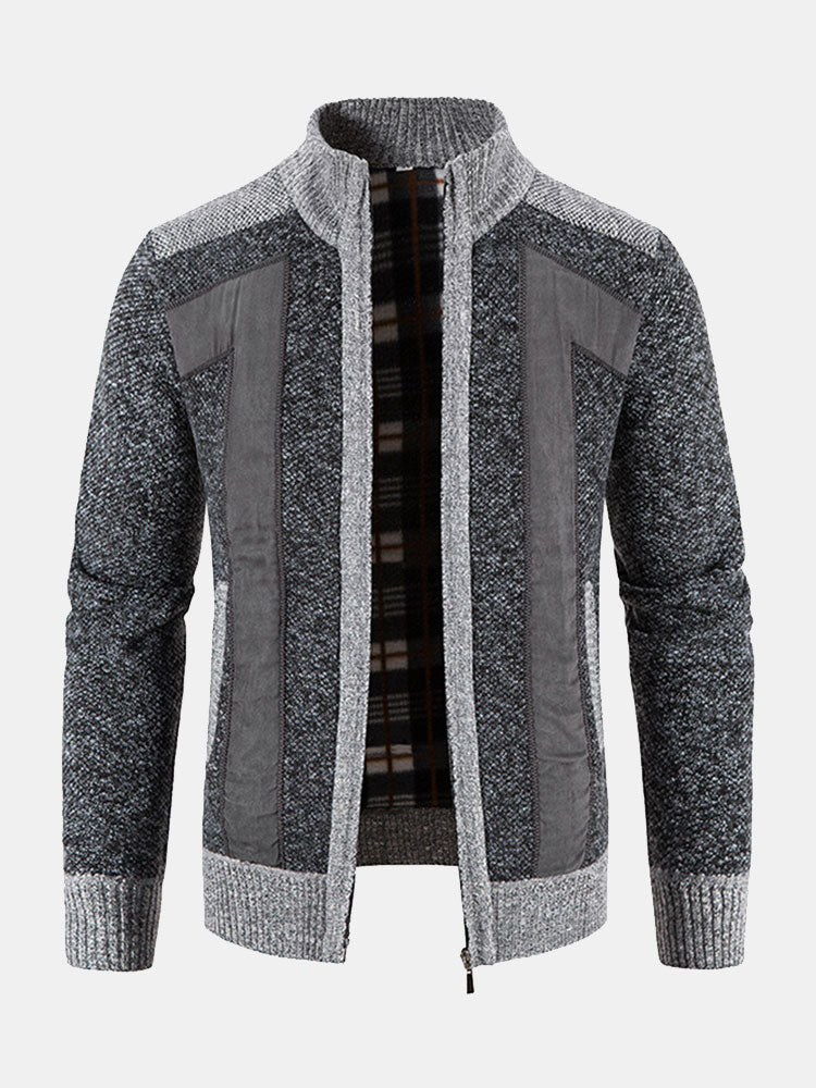 Josué | Jersey con cremallera y patchwork de ante sintético