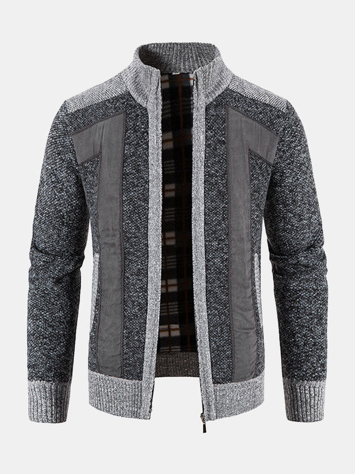Josué | Jersey con cremallera y patchwork de ante sintético