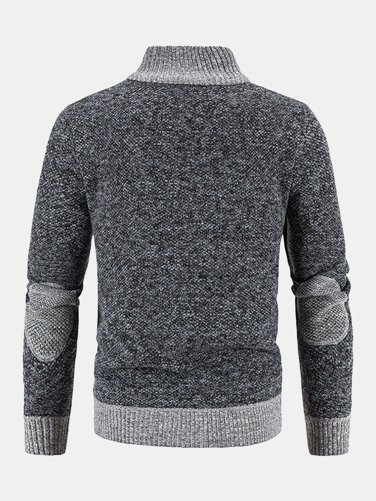 Josué | Jersey con cremallera y patchwork de ante sintético