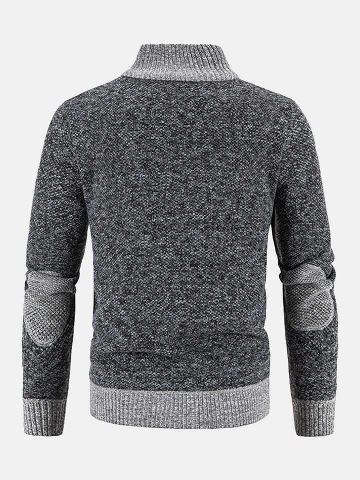 Josué | Jersey con cremallera y patchwork de ante sintético