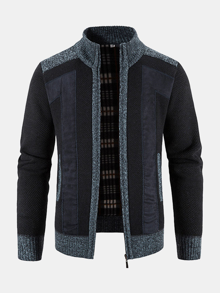Josué | Jersey con cremallera y patchwork de ante sintético