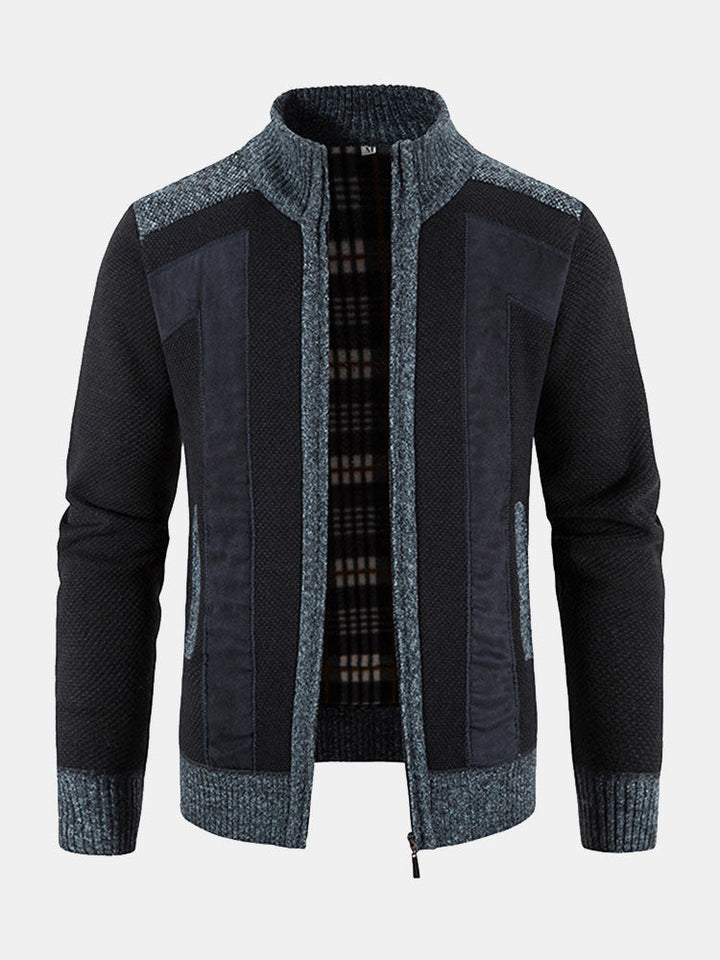 Josué | Jersey con cremallera y patchwork de ante sintético