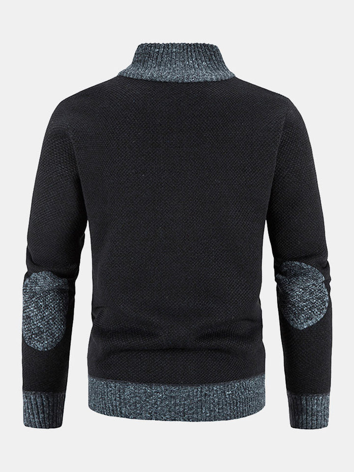 Josué | Jersey con cremallera y patchwork de ante sintético