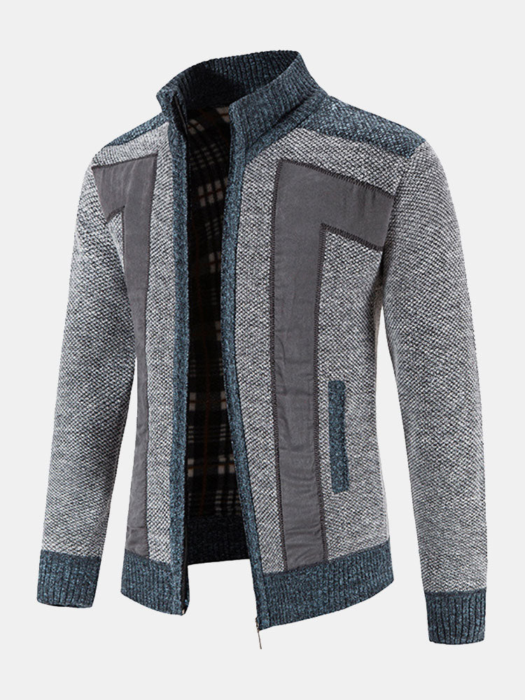 Josué | Jersey con cremallera y patchwork de ante sintético