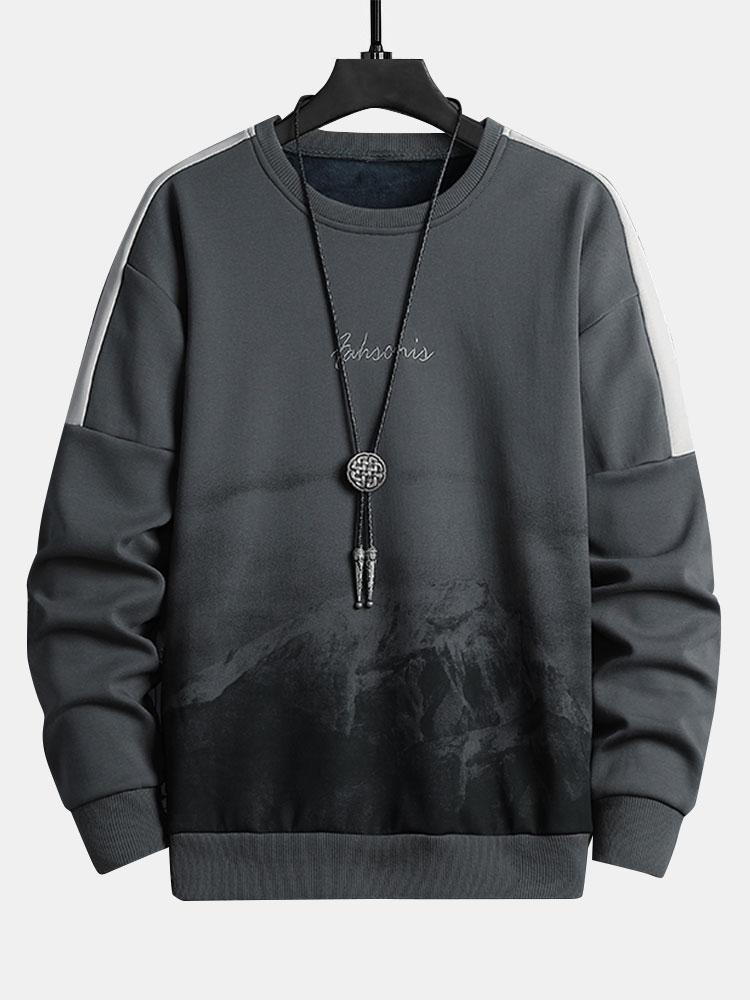 Julio | Sudadera con estampado de montañas y cuello redondo
