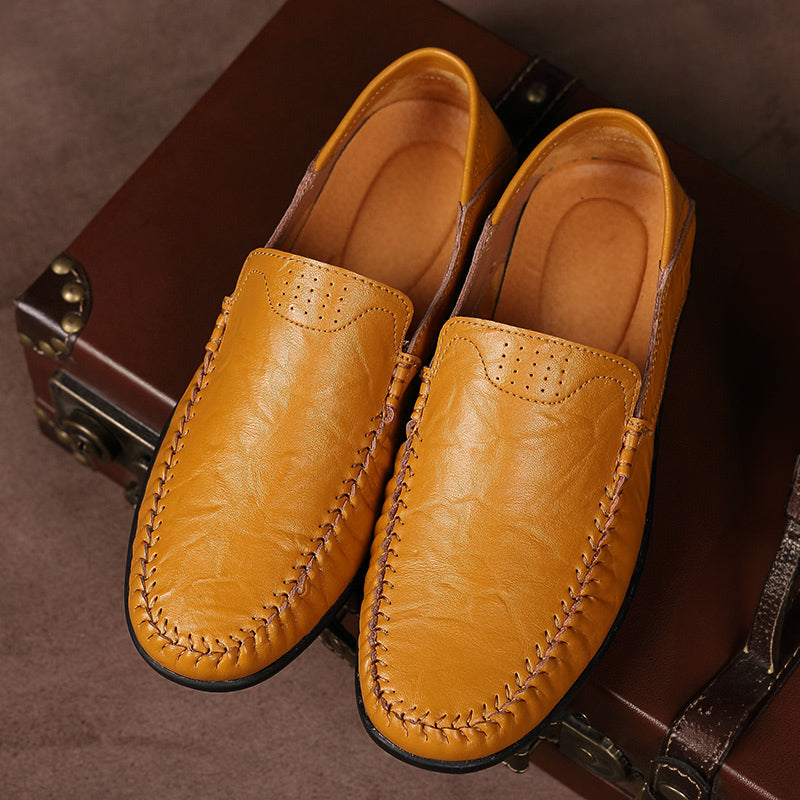 Leonardo | Mocasines marrones de piel de corte bajo