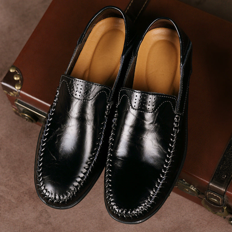 Leonardo | Mocasines marrones de piel de corte bajo