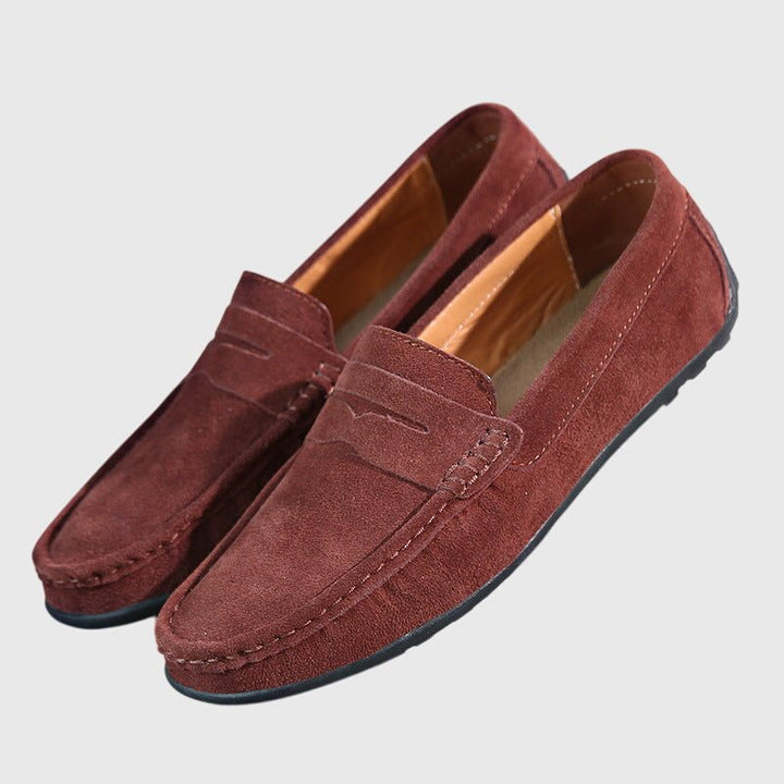Lidia | Mocasines burdeos con pespuntes decorativos