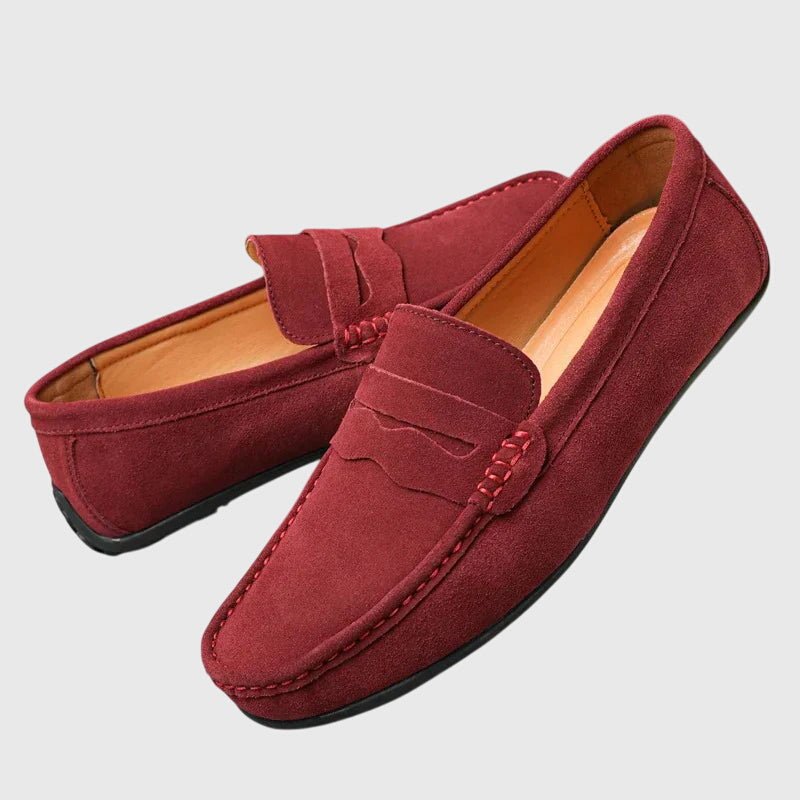 Lidia | Mocasines burdeos con pespuntes decorativos