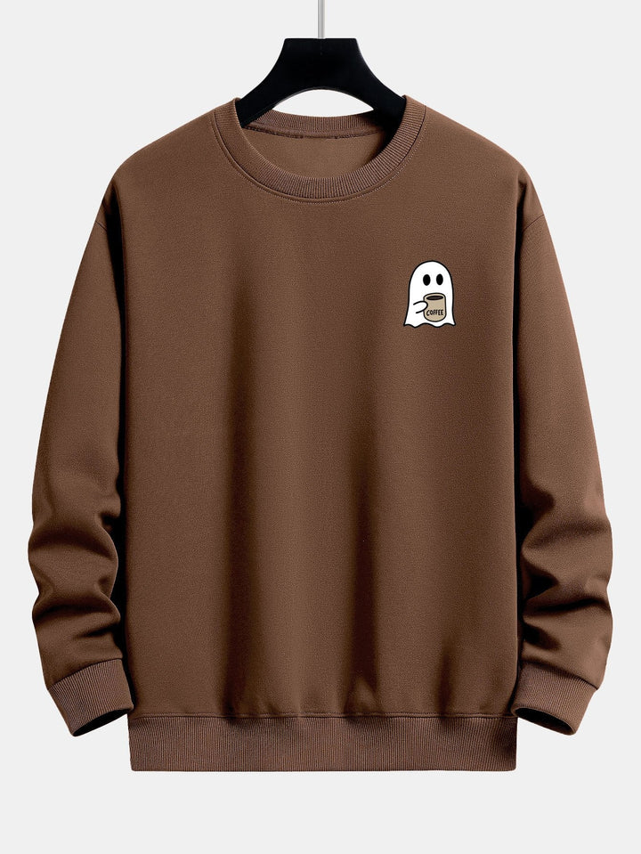 Lorenzo | Sudadera con estampado de fantasmas y café y corte relajado