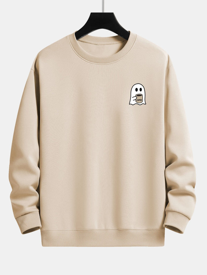 Lorenzo | Sudadera con estampado de fantasmas y café y corte relajado