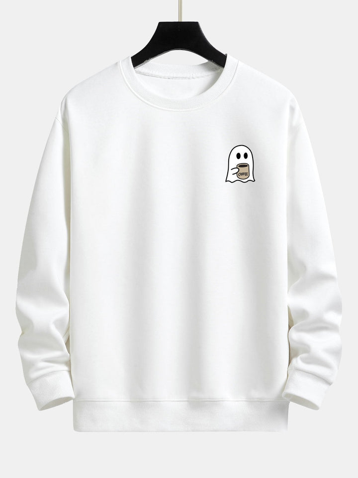 Lorenzo | Sudadera con estampado de fantasmas y café y corte relajado
