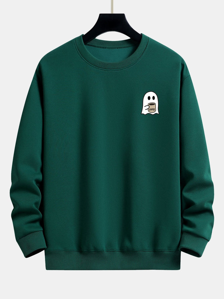 Lorenzo | Sudadera con estampado de fantasmas y café y corte relajado