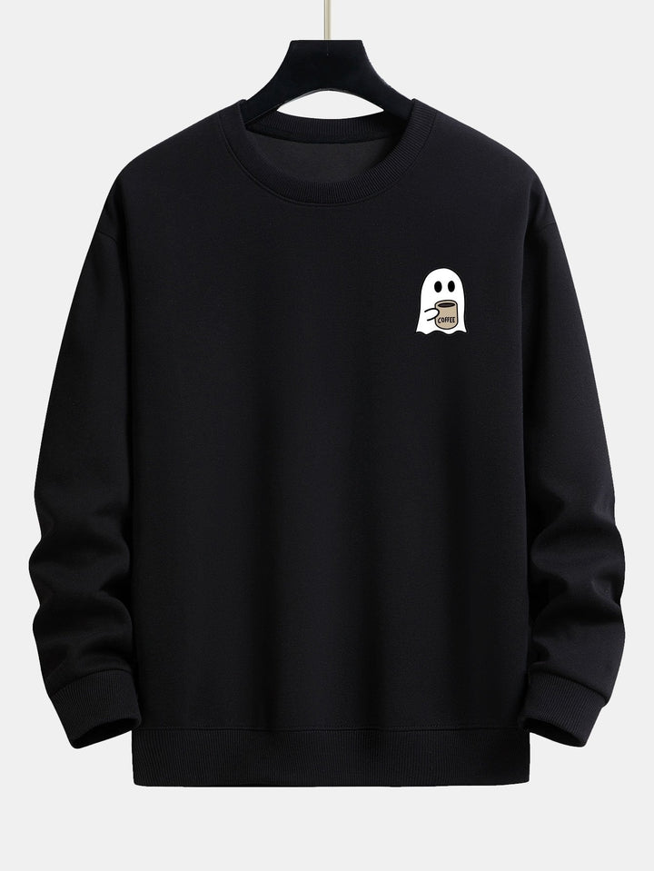 Lorenzo | Sudadera con estampado de fantasmas y café y corte relajado