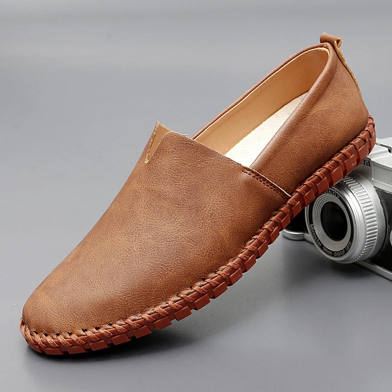 Macario | Mocasines marrones de piel sin cordones