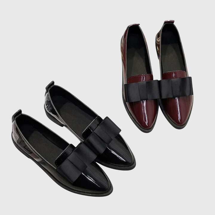 Magdalena | Mocasines burdeos de charol con lazo