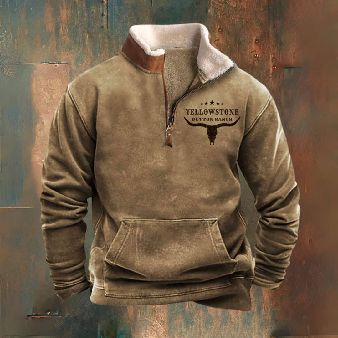 Manuel | Jersey polar marrón con cuello de borreguito y media cremallera