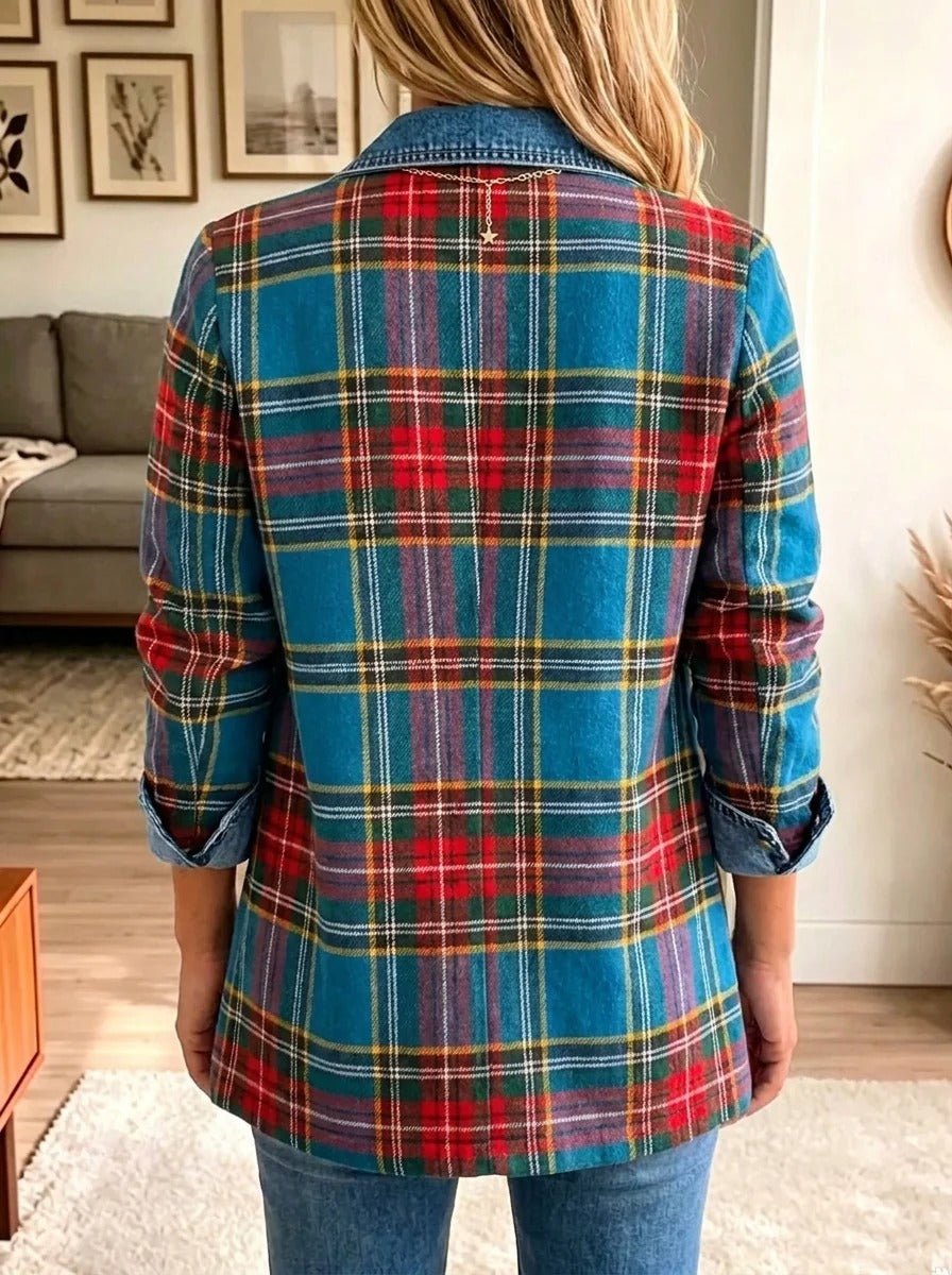Marisol | Blazer vaquero de patchwork de cuadros