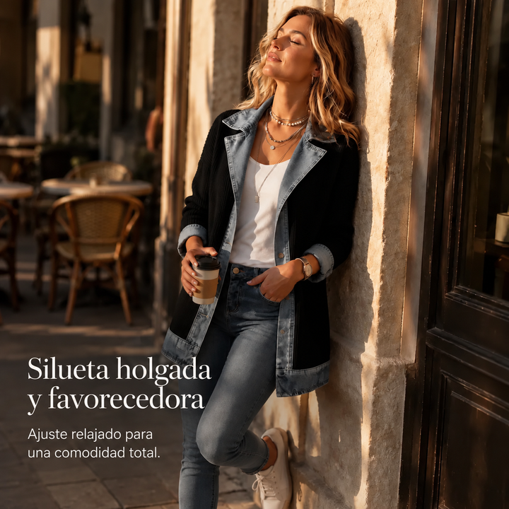 Marisol | Blazer vaquero de patchwork de cuadros