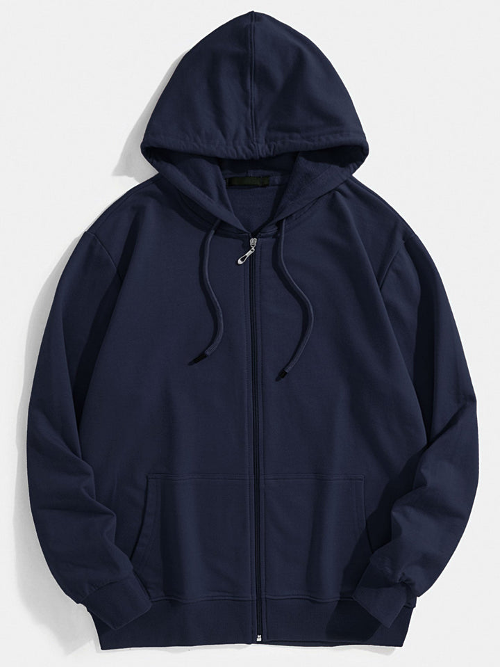 Matías | Sudadera con capucha básica de algodón con cremallera completa