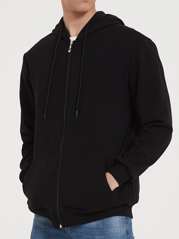 Matías | Sudadera con capucha básica de algodón con cremallera completa
