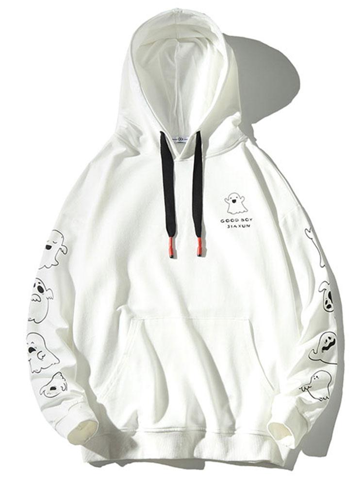 Mauricio | Sudadera con capucha con estampado de fantasmas y corte relajado