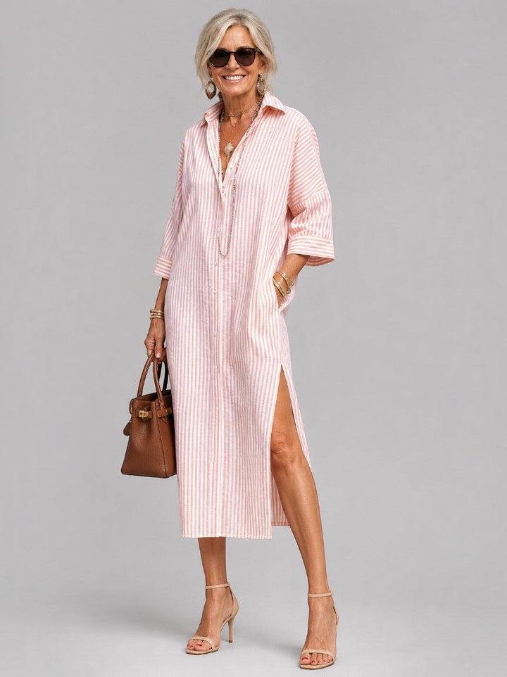 Catalina | Vestido camisero midi a rayas