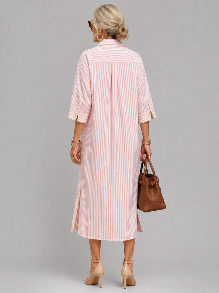 Catalina | Vestido camisero midi a rayas