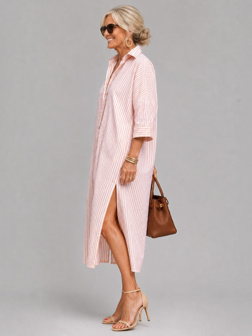 Catalina | Vestido camisero midi a rayas