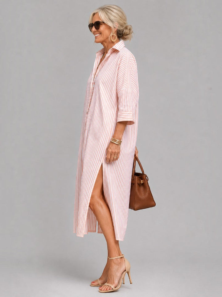 Catalina | Vestido camisero midi a rayas