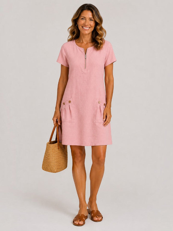 Águeda | Vestido de verano verde efecto lino